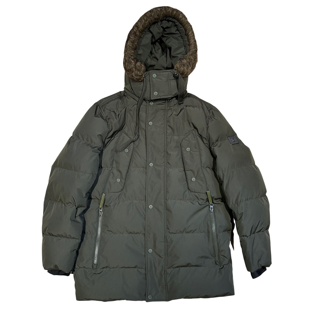 Marc New York Gattaca Down Puffer Parka Mens M Olive Green Faux Fur Hood‎ Coat